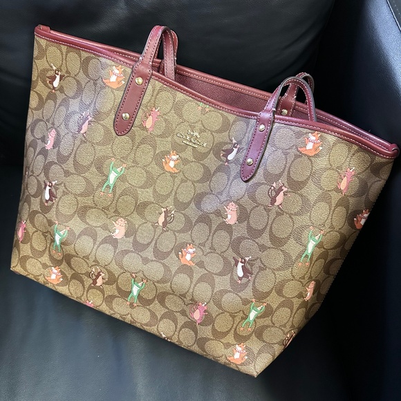 NWT! RARE! Coach F80246 Signature Party Animal Print Reversible City Tote - Picture 1 of 9